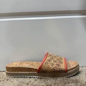 Jack Rogers Sandals Womens Size 7.5 8 Beige Cork Slide Platform Espadrille